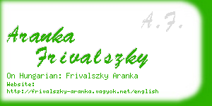 aranka frivalszky business card